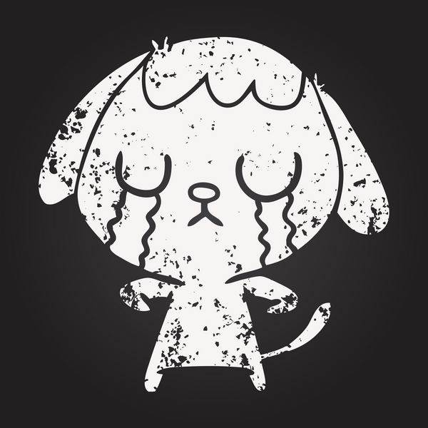 Karatahta tebeşirle çizilmiş şirin bir köpek bir insan tarafından çizilmiş.