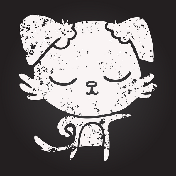 Bir insan tarafından çizilmiş kara tahta tebeşirle çizilmiş şirin bir köpek.