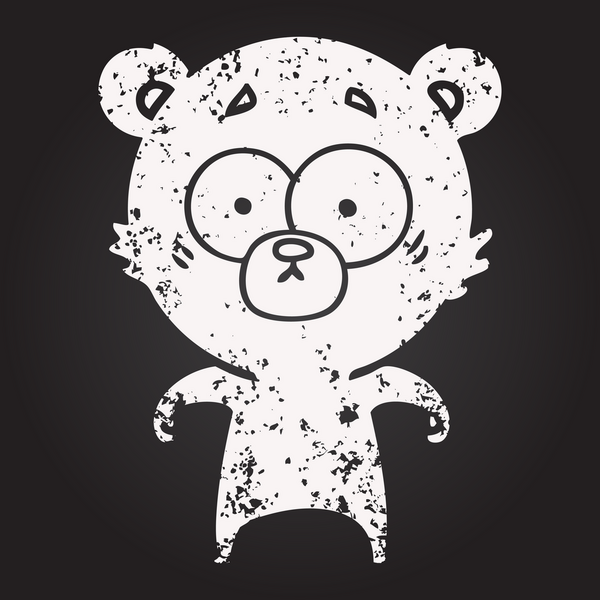 Karatahta tebeşirle bir insan tarafından çizilmiş ayı karikatürü