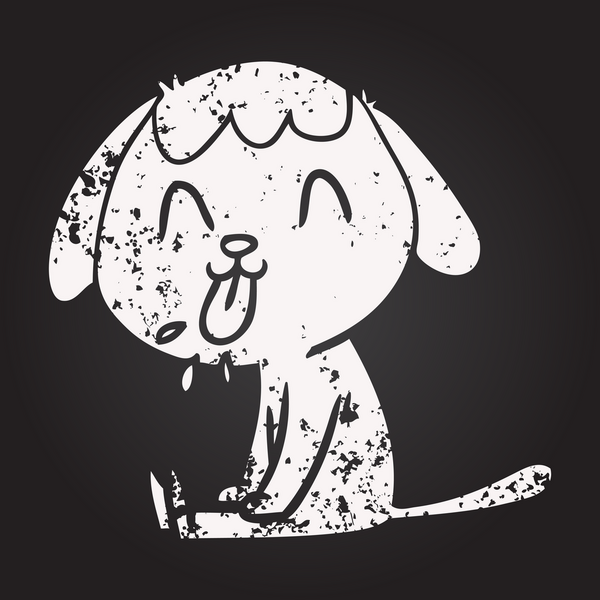 Bir insan tarafından çizilmiş kara tahta tebeşirle çizilmiş şirin bir köpek.