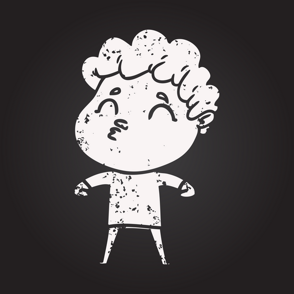 Kara tahta tebeşir karikatür adam somurtuyor bir insan tarafından