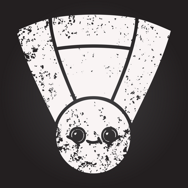 Tahta tebeşir, bir insan tarafından çizilmiş altın madalyanın karikatürü.