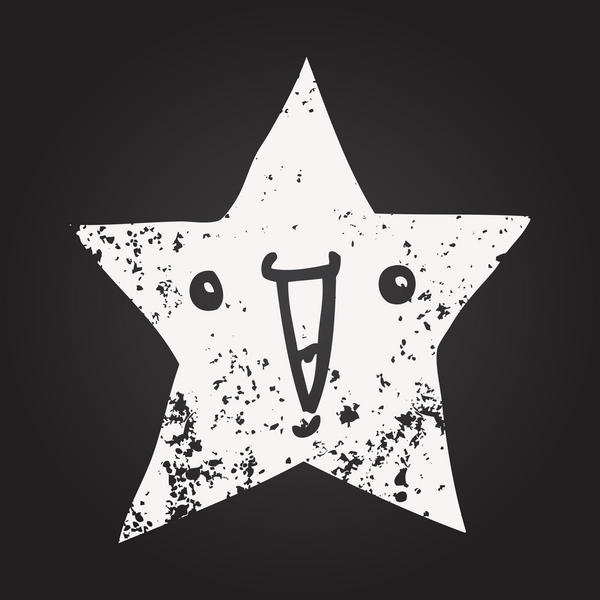 Bir insan tarafından çizilmiş karatahta çizgi film yıldızı