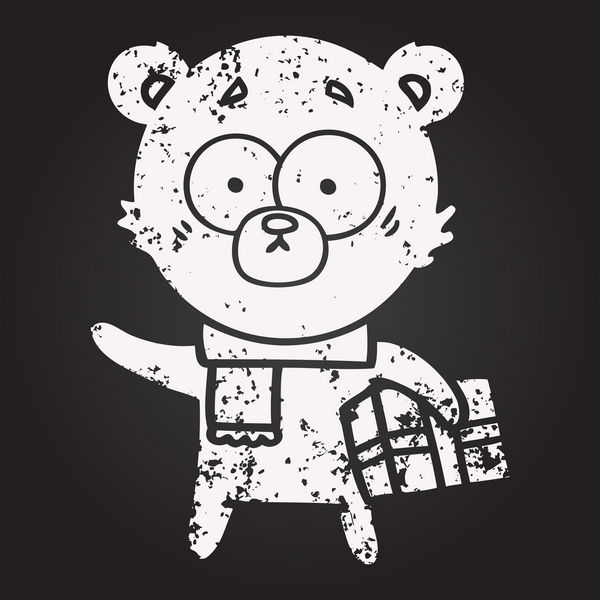 Karatahta tebeşir gergin noel ayısı bir insan tarafından çizilmiş çizgi film