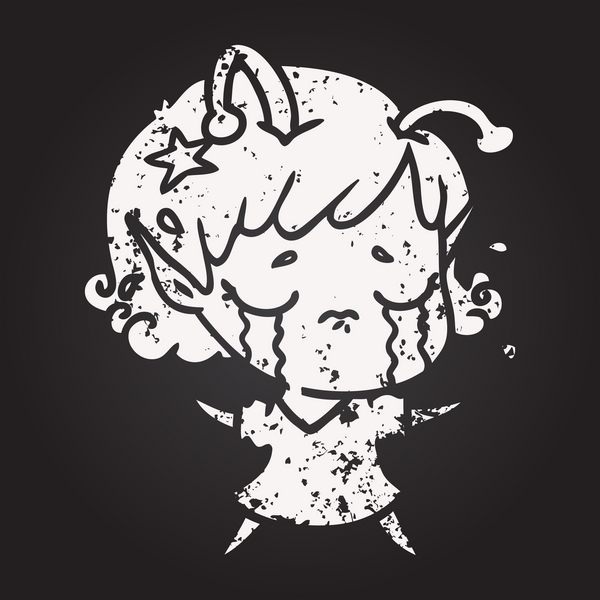 Tahta tebeşir karikatür ağlayan uzaylı kız bir insan tarafından çizilmiş.