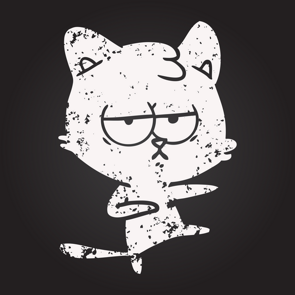 Karatahta tebeşir sıkılmış çizgi film kedisi Bir insan tarafından çizildi