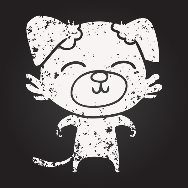 Bir insan tarafından çizilmiş karatahta tebeşirli köpek.