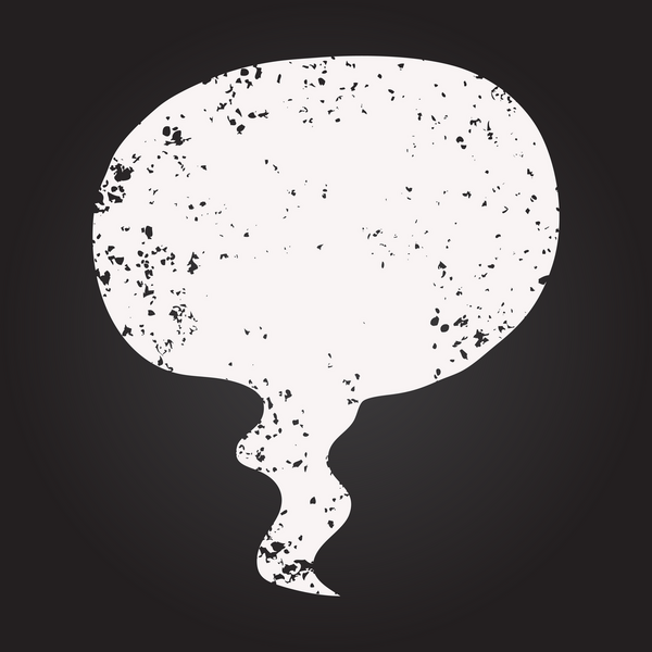 Bir insan tarafından çizilmiş kara tahta karikatür konuşma balonu