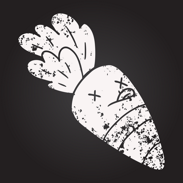 Tahta tebeşir, insan tarafından çizilmiş ölü havuç.