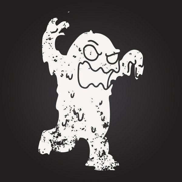 Karatahta tebeşirle insan tarafından çizilmiş balçık canavarı çiziyor.