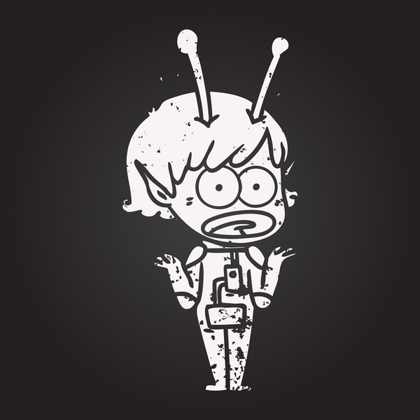 Tahta tebeşir karikatürü bir insan tarafından çizilen uzaylı kızı şok etti