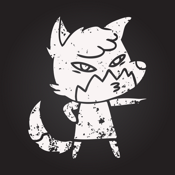 Kara tahta tebeşir. Bir insan tarafından çizilmiş akıllı çizgi film tilkisi.