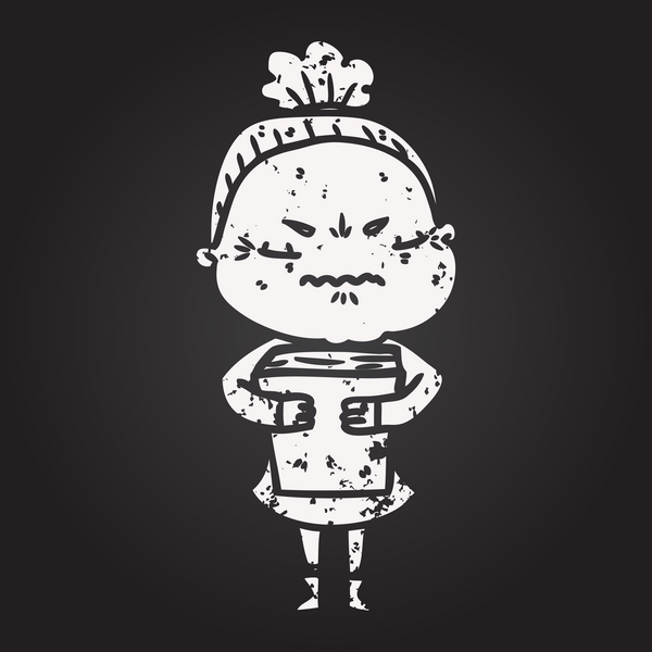 Tahta tebeşir karikatürü bir insan tarafından çizilmiş yaşlı bir kadın tarafından rahatsız edildi.