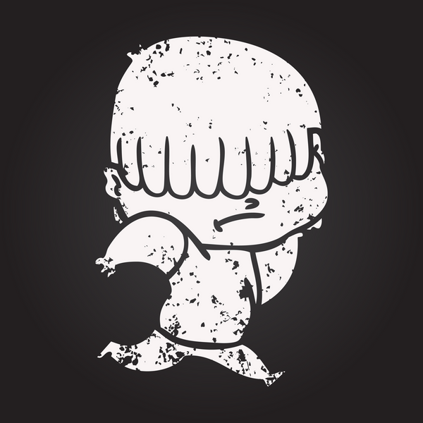 Bir insan tarafından çizilmiş dağınık saçlı karikatür çocuk.