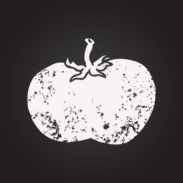 Bir insan tarafından çizilmiş karatahta karikatür domatesi