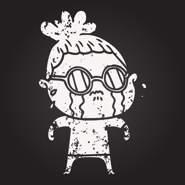 Kara tahta tebeşir karikatür ağlayan kadın bir insan tarafından çizilmiş gözlük.