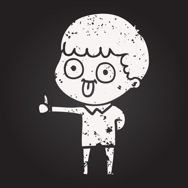 Bir insan tarafından çizilmiş kara tahta tebeşir karikatür adam.