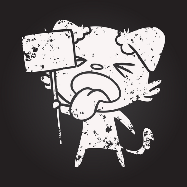 Karatahta tebeşiri bir insan tarafından çizilmiş iğrenç bir köpek.