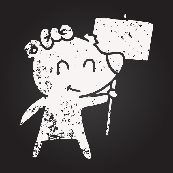 Bir insan tarafından çizilmiş kara tahta tebeşir dişi ayı çizgi filmi.