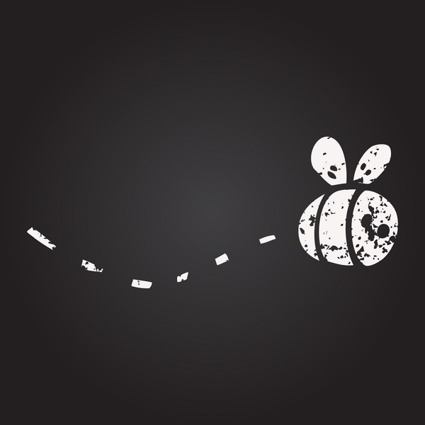 Bir insan tarafından çizilmiş kara tahta tebeşirle siyah beyaz çizgi film arısı.