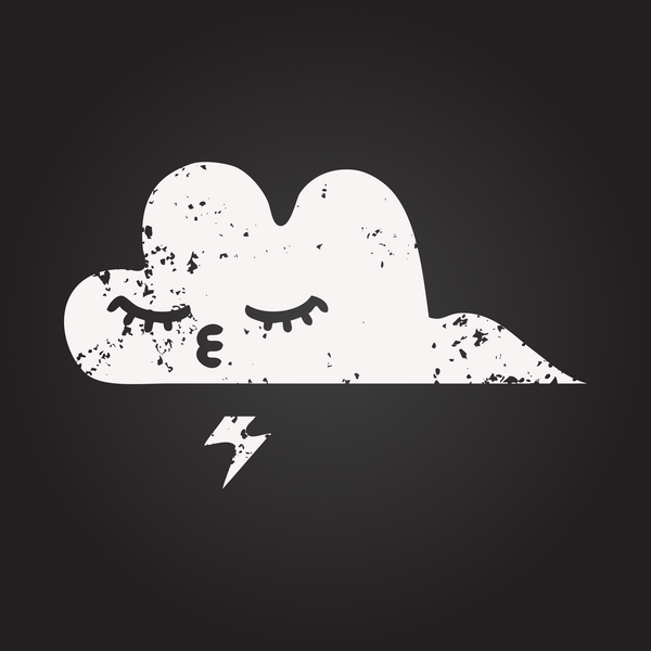 Tahta tebeşir, bir insan tarafından çizilmiş fırtına bulutunun karikatürü.