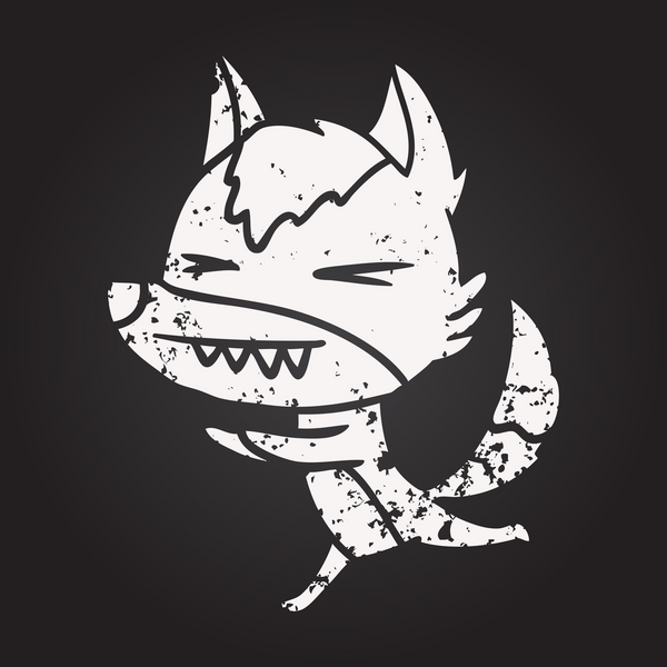 Karatahta tebeşiri bir insan tarafından çizilmiş kızgın kurt.