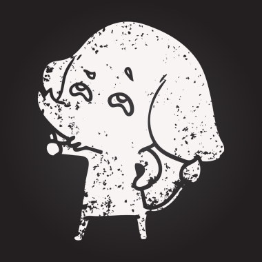 Bir insan tarafından çizilmiş karatahta karikatür fili.