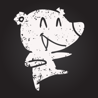 Bir insan tarafından çizilmiş kara tahta tebeşir gülen ayı çizgi filmi.