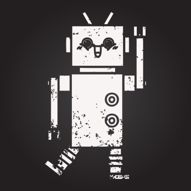 Bir insan tarafından çizilmiş bir robotun karikatürü.