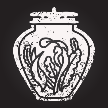 Tahta tebeşir karalama kavanozu insan tarafından çizilmiş büyü malzemeleri.