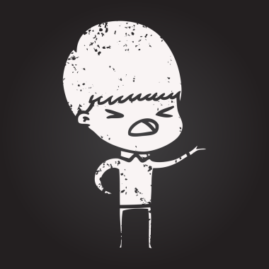 Tahta tebeşir karikatürü bir insan tarafından çizilen adamı strese sokuyor