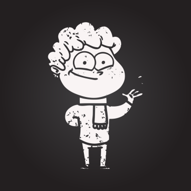 Karatahta tebeşir çizgi filmi bir insan tarafından çizilmiş mutlu adam