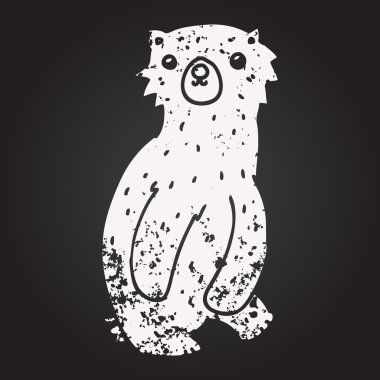 Bir insan tarafından çizilmiş kara tahta çizgi film ayısı.