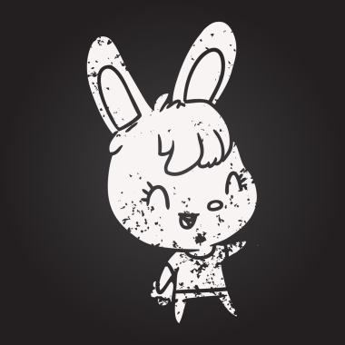 Bir insan tarafından çizilmiş bir tavşanın kara tahta tebeşiri.