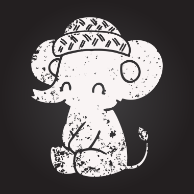 Karatahta tebeşiri bir insan tarafından çizilmiş şirin fil.