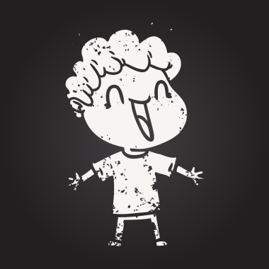 Karatahta tebeşir çizgi filmi bir insan tarafından çizilmiş mutlu adam