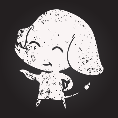 Bir insan tarafından çizilmiş kara tahta tebeşirle çizilmiş şirin bir fil.