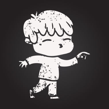 Karatahta tebeşir çizgi filmi Bir insan tarafından çizilmiş meraklı çocuk