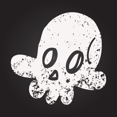 Kara tahta tebeşir bir insan tarafından çizilmiş cadılar bayramı kafatası karikatürü.