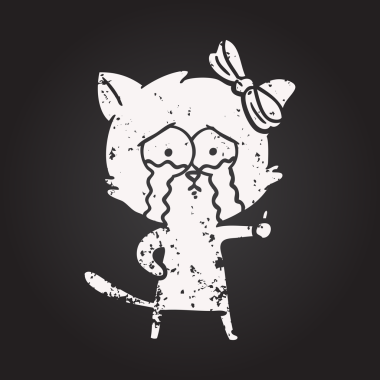 Bir insan tarafından çizilmiş kara tahta tebeşir çizgi film kedisi.