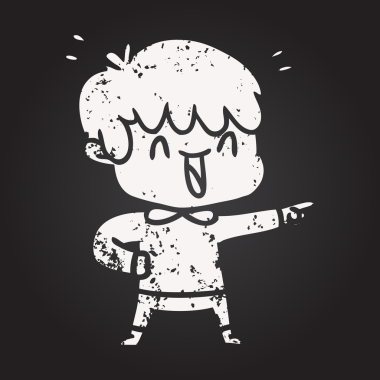 Bir insan tarafından çizilmiş kara tahta tebeşir çizgi filmi gülen çocuk