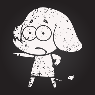 Tahta tebeşir karikatürü. Belirsiz fil kız bir insan tarafından çizilmiş.