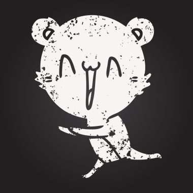 Kara tahta tebeşirle çalışan ayı karikatürü bir insan tarafından çizilmiş.