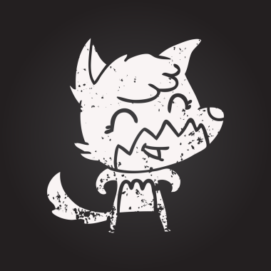 Bir insan tarafından çizilmiş karatahta tebeşirli mutlu tilki