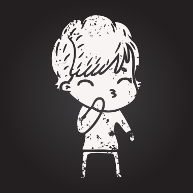 Karatahta tebeşirli kadın bir insan tarafından çizildiğini düşünüyor.