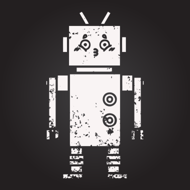 Bir insan tarafından çizilmiş bir robotun karikatürü.