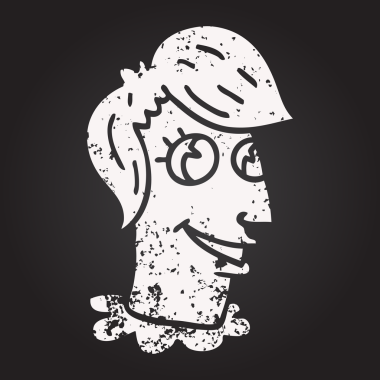 Tahta tebeşirle insan kafası çizilmiş.