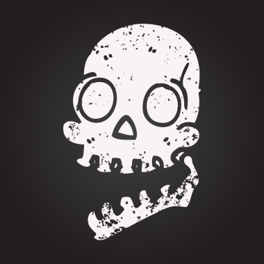 Tahta tebeşir bir insan tarafından çizilmiş bir kafatası.