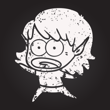 Tahta tebeşir karikatürü bir insan tarafından çizilmiş elf kızı şok etti.