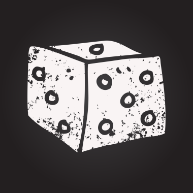 Karatahta tebeşir bir insan tarafından çizilmiş klasik zar çizimi